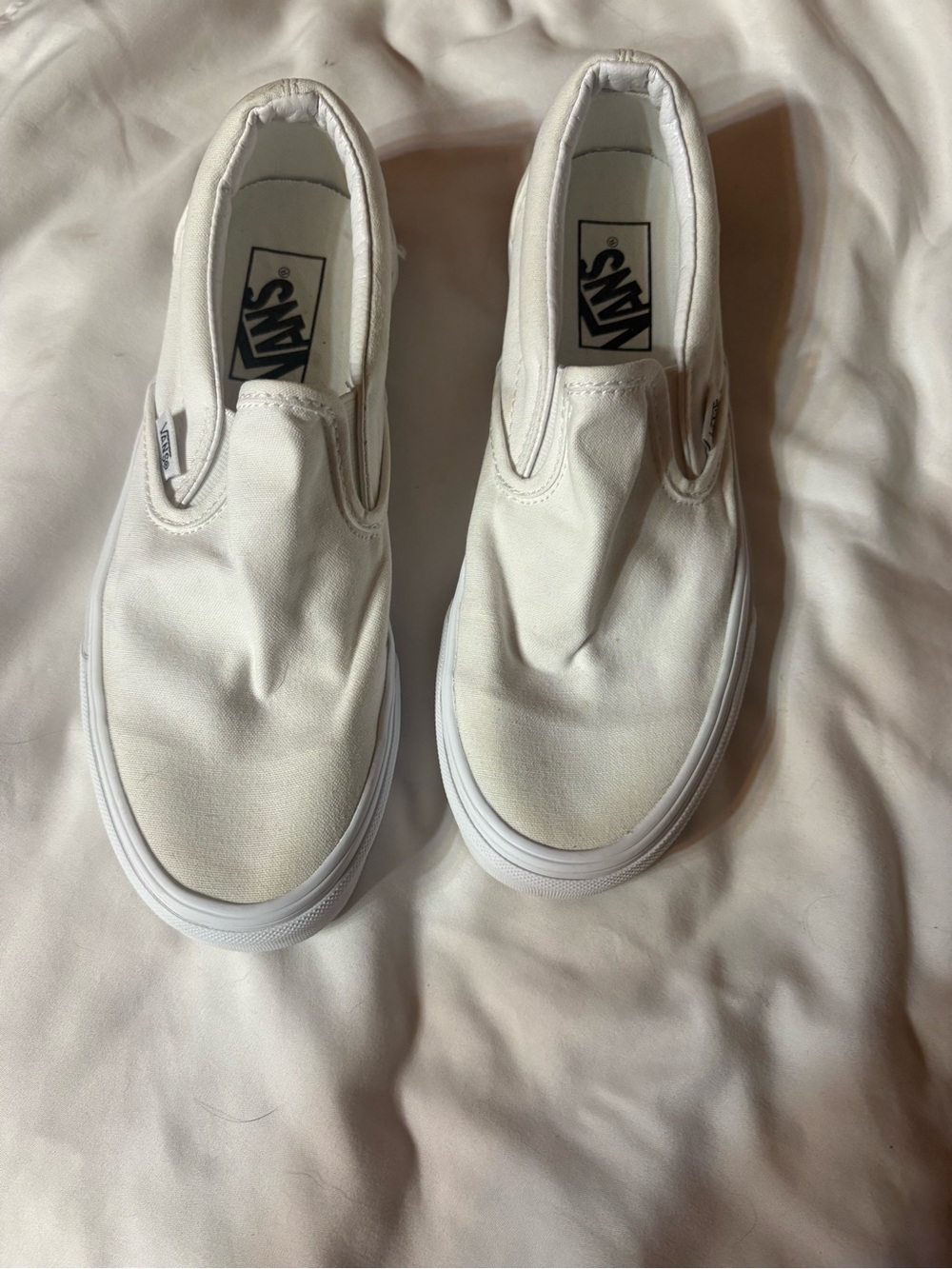 Vans Kids Slip-On Canvas Sneakers - White